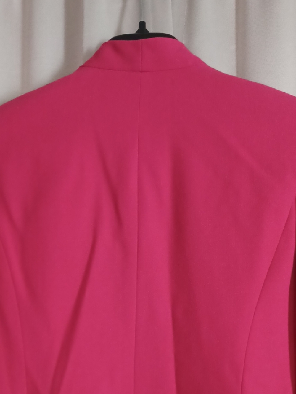 Petite Sophisticate Hot Pink Power Dressing Blazer Contrast Black Cuffs 80s Glam - Picture 10 of 14